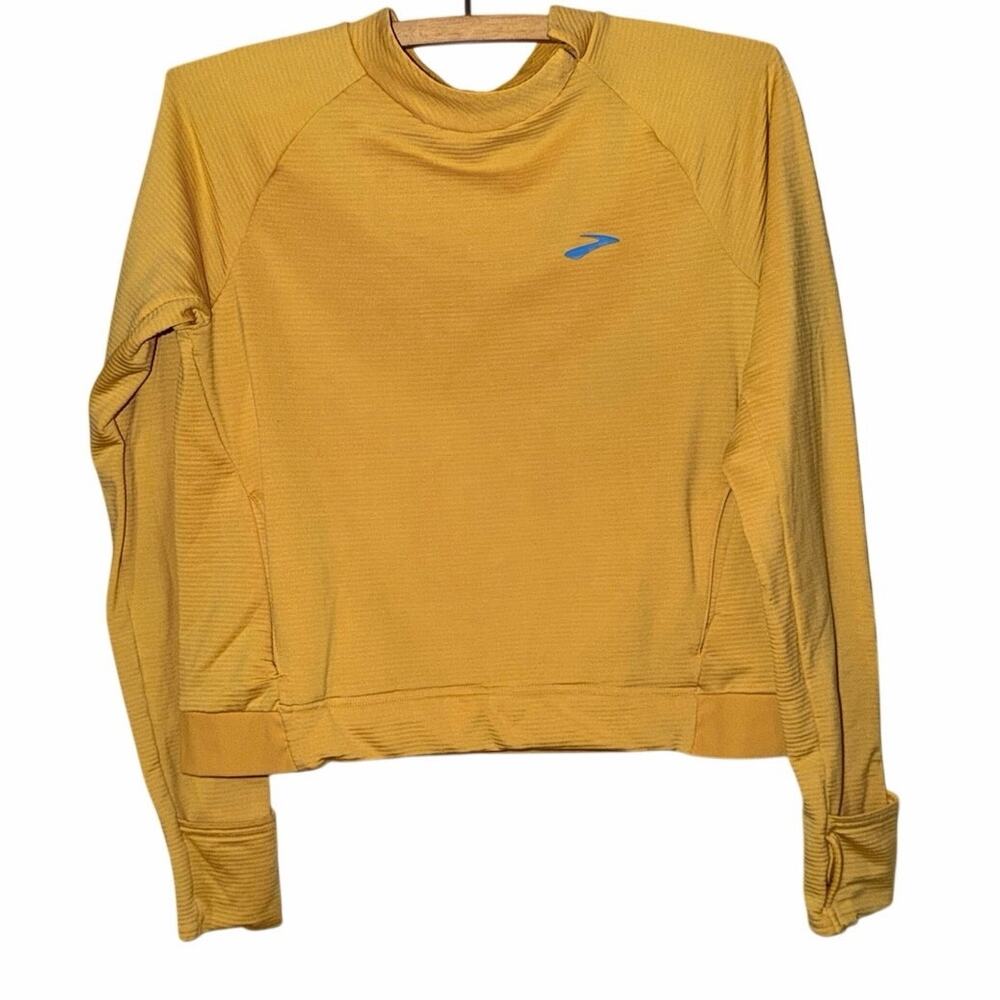 Brooks 221503 longsleeve performance top flip wrists closure medium sunny yellow
